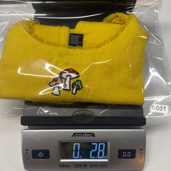 Forever 21‎ Y2K yellow Ribbed Tank Top Mushroom Embroidery Lace Trim S. Small - Picture 6 of 6